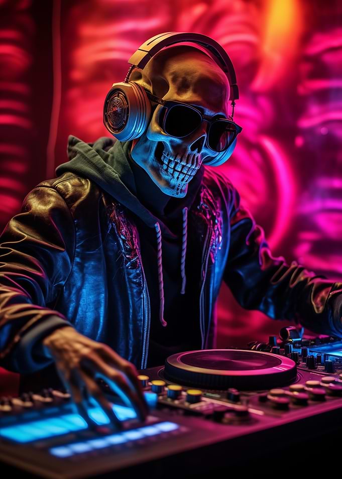 DJ Skeleton at a party