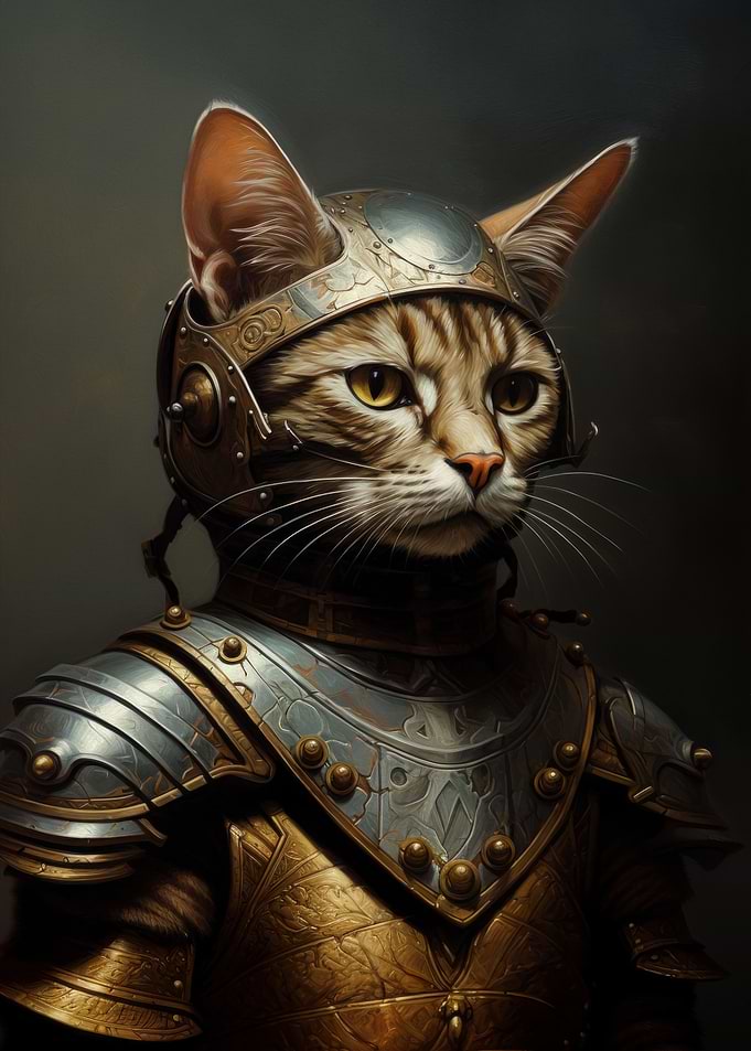 Poor knight cat
