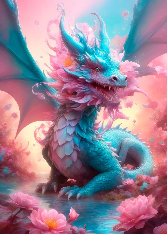 dreamy flower dragon art