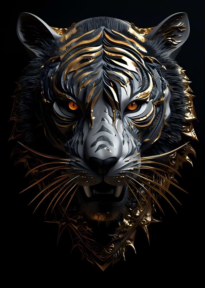 Abstract Gold Tiger Head