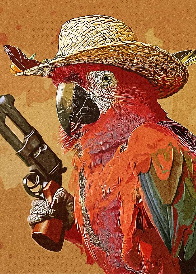 Parrot and gun old