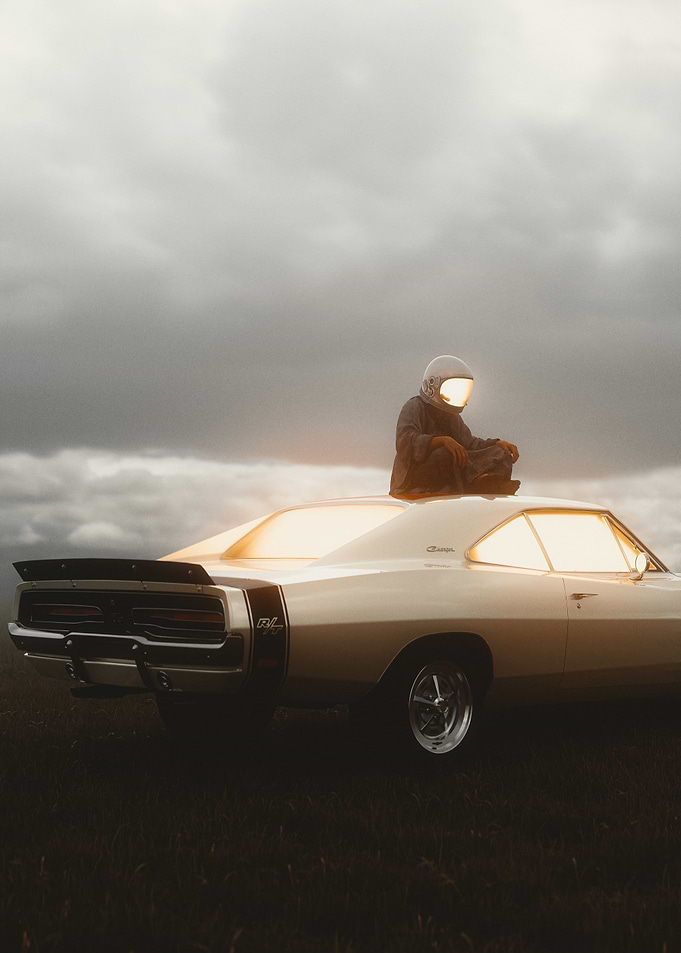 Astronaut on Car