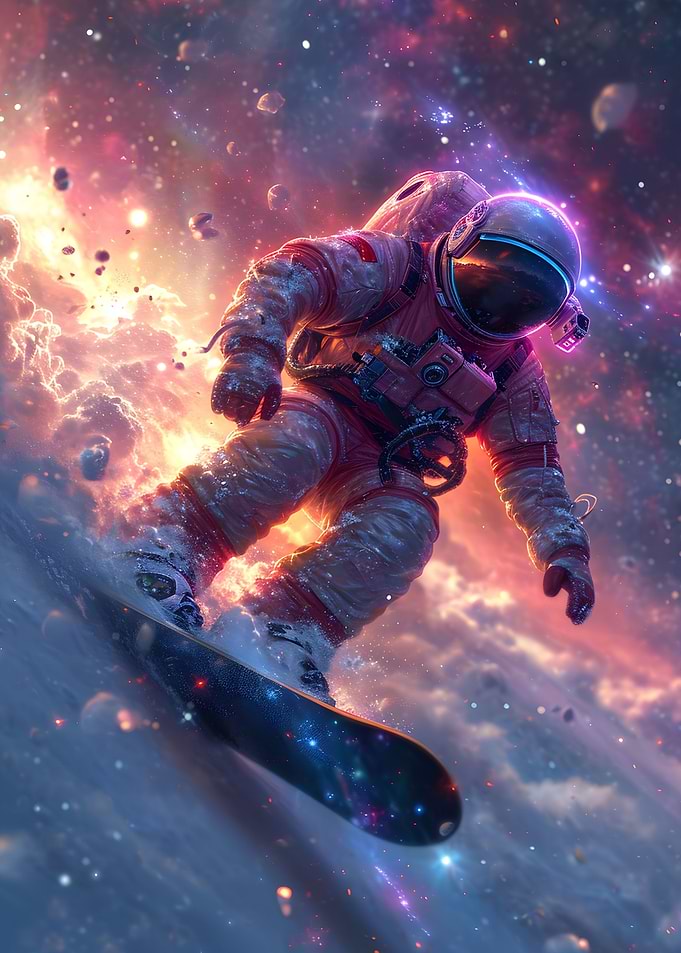 Astronaut in Space Surfer
