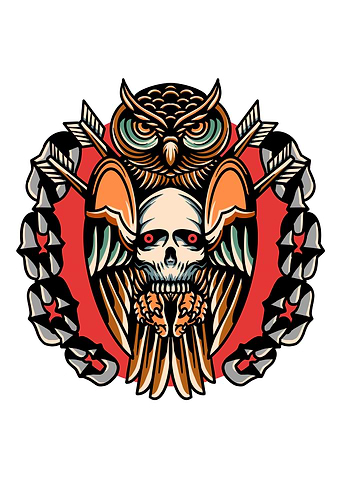 bad owl traditional tattoo