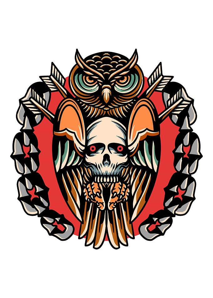 bad owl traditional tattoo