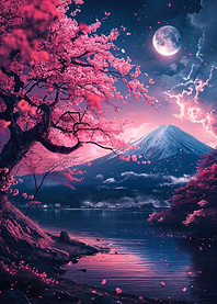 japan mount fuji at night