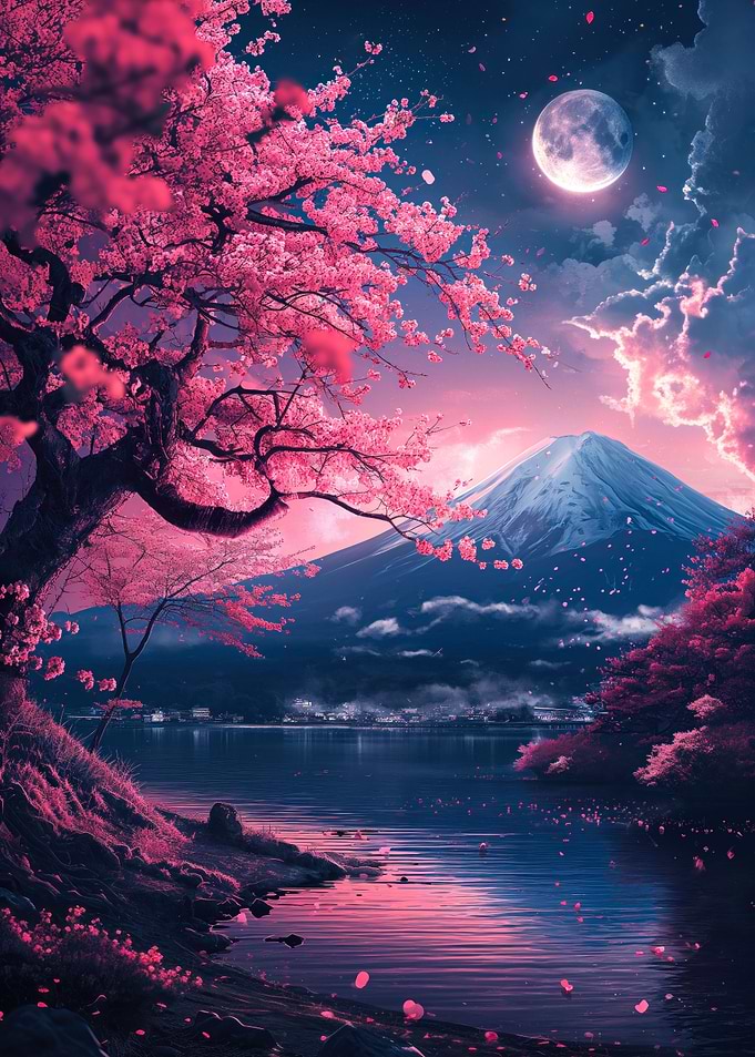japan mount fuji at night