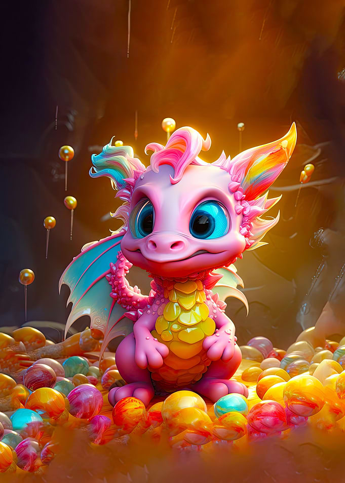 Cute Rainbow Baby Dragon