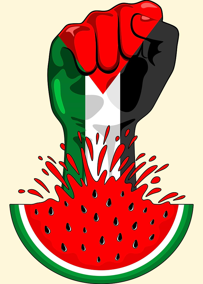 Palestine Flag on Fist Up