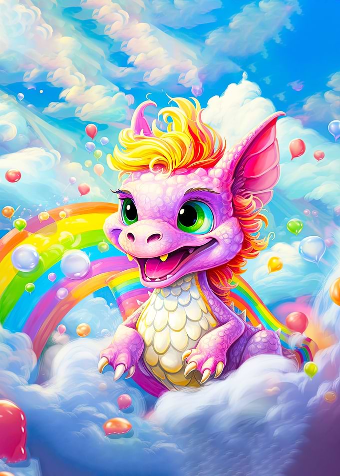 Cute Rainbow Baby Dragon