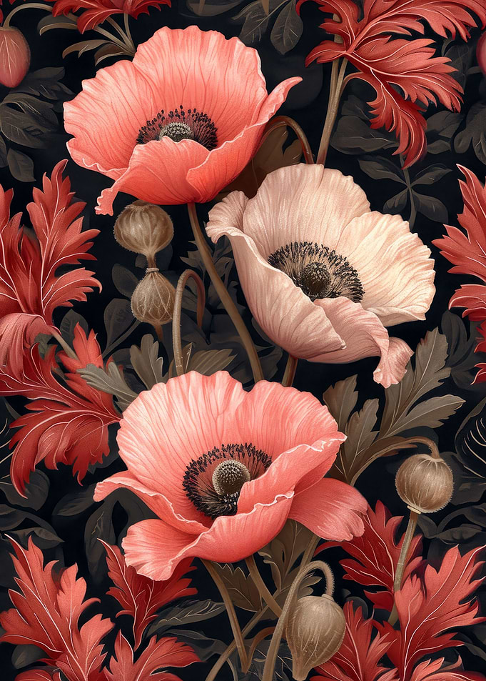 Vintage Red Poppies