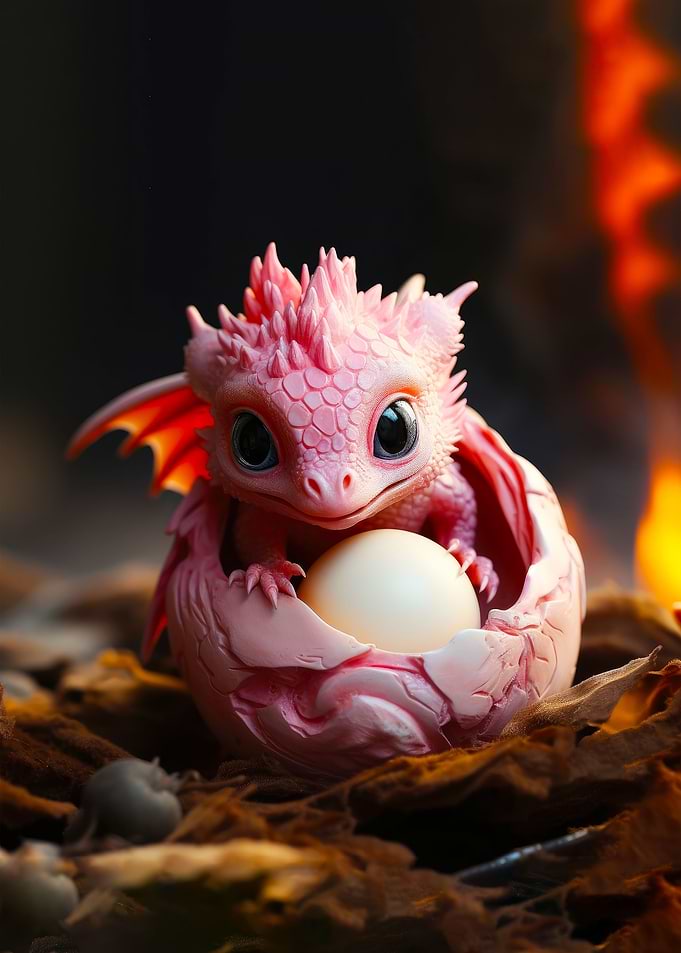 Cute Pink Baby Dragon