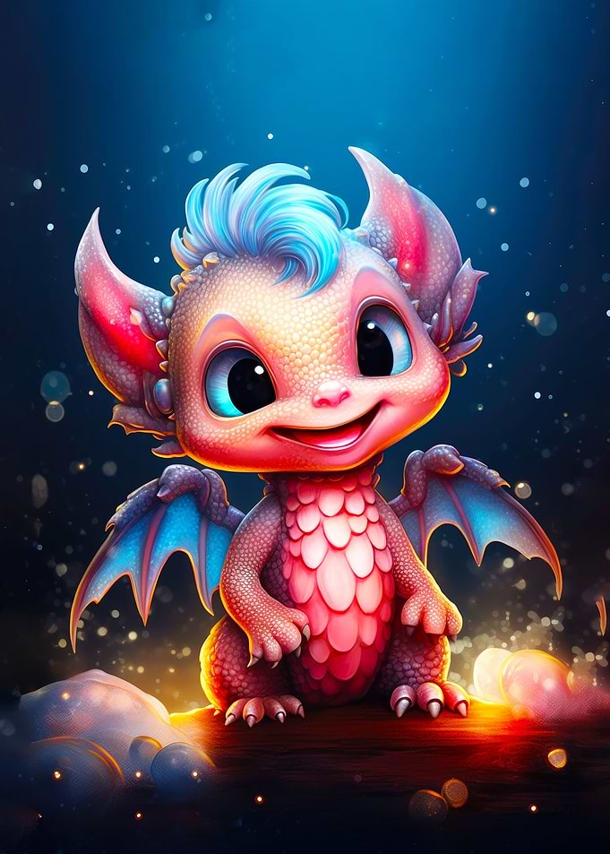 Cute Rainbow Baby Dragon
