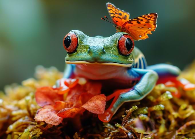 Frog and butterfly