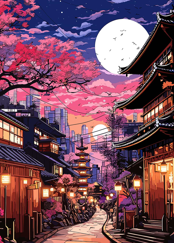 japanese street at night