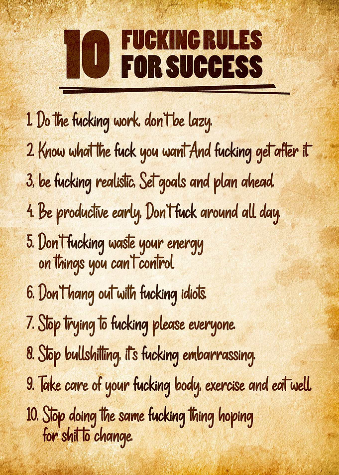 10 fucking success rules