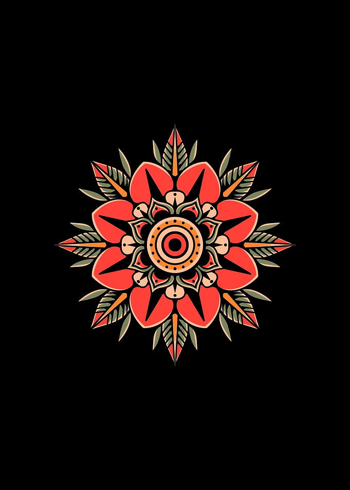 red flower tattoo