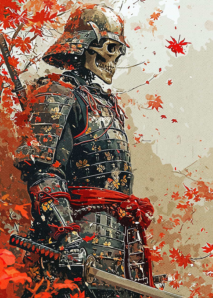 Japanese samurai skeleton