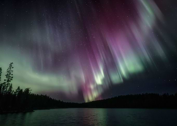 Purple and Green Auroras