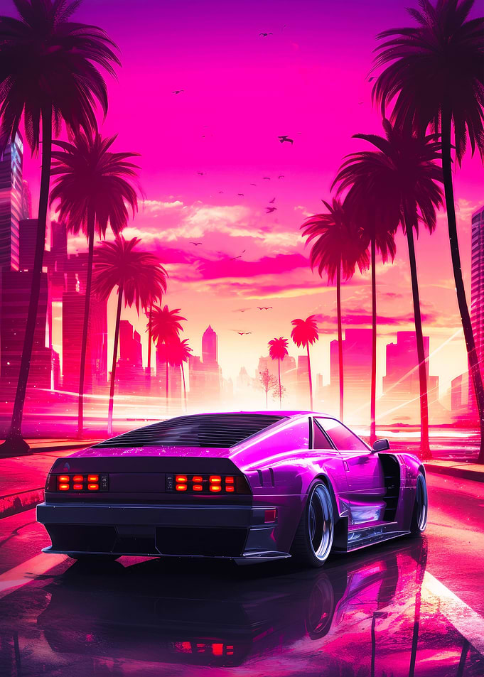 Synthwave Vaporwave Car