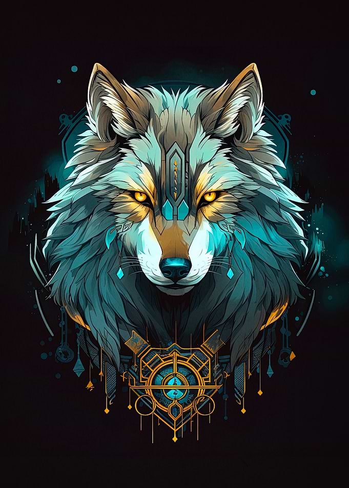 abstract kintsugi wolf