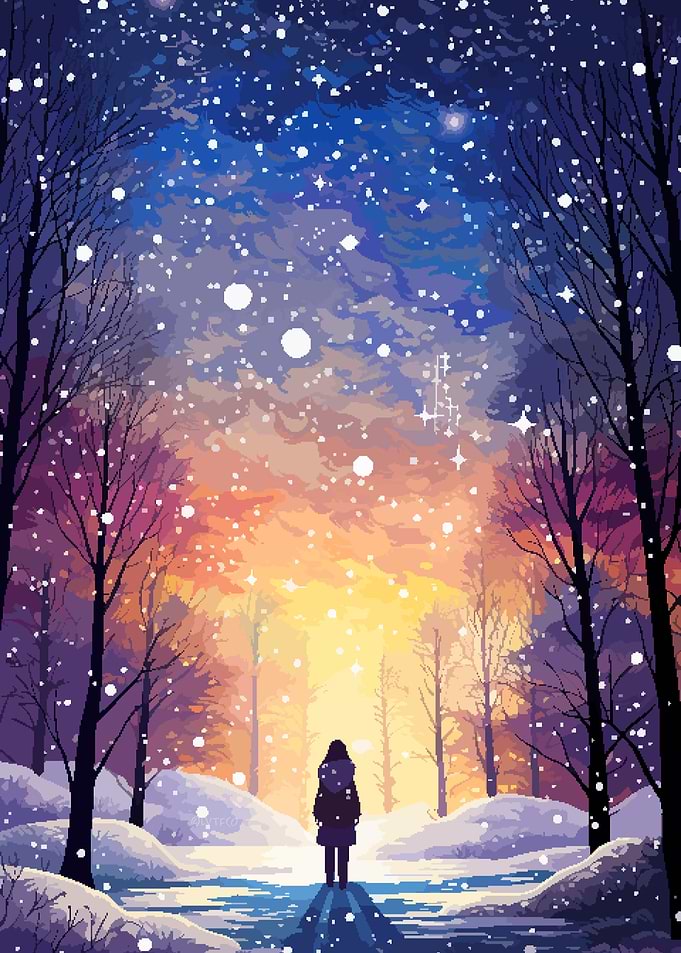 Winter Stars Pixel Art
