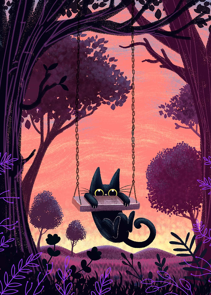 Cat on the swing
