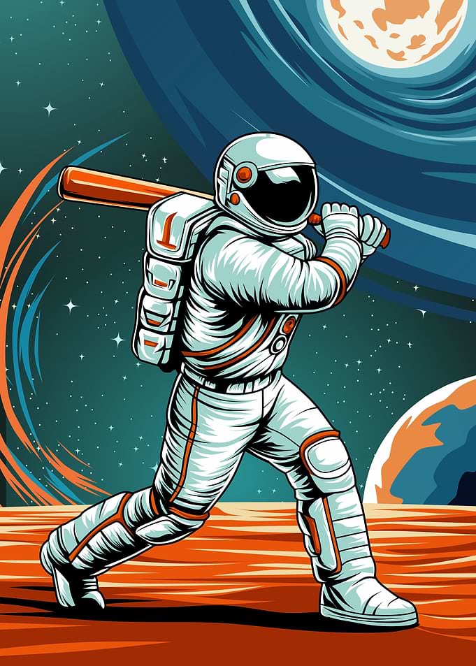 Astro Playing Baseball