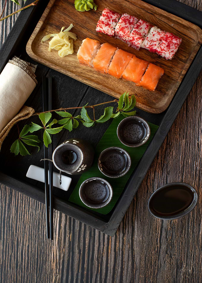 delicious sushi and sake