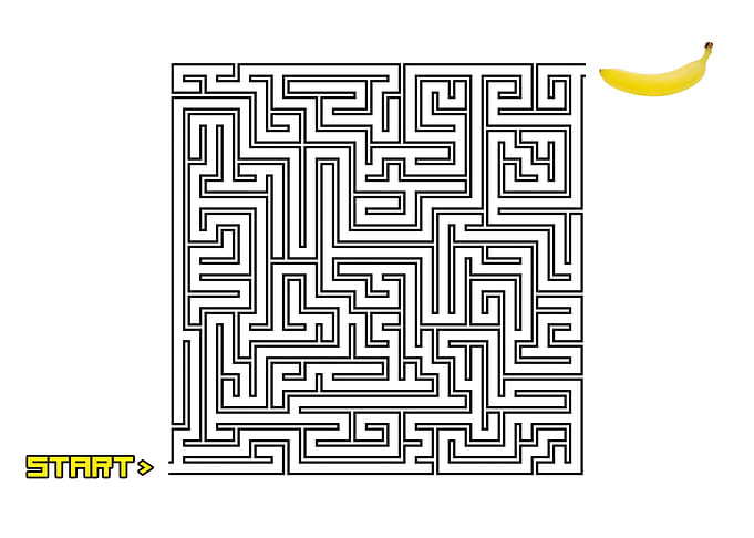 Maze labyrinth start banan