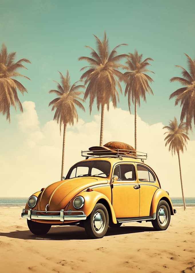 Retro Beetle on the beach