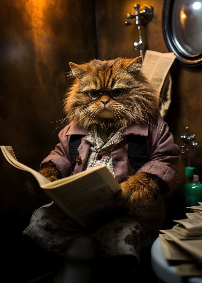 Fat Cat Toilet Newspaper