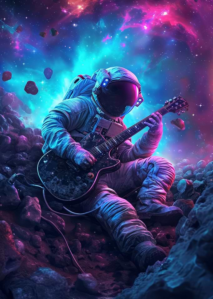 Astronaut Guitar in Space