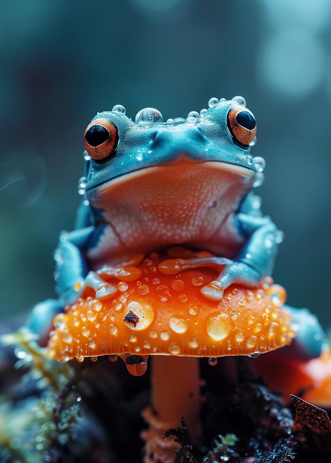 Frog on the mushroom