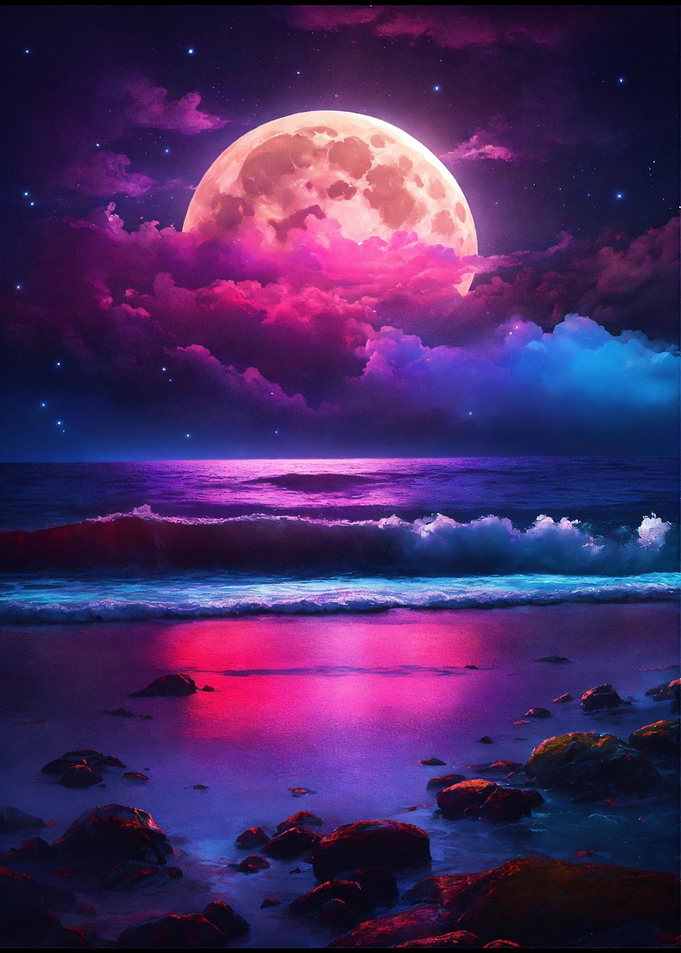 Moon and Colors Painting