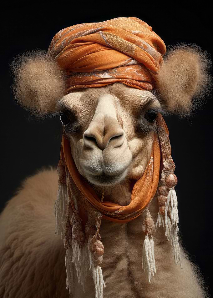 camel with a hairstyle