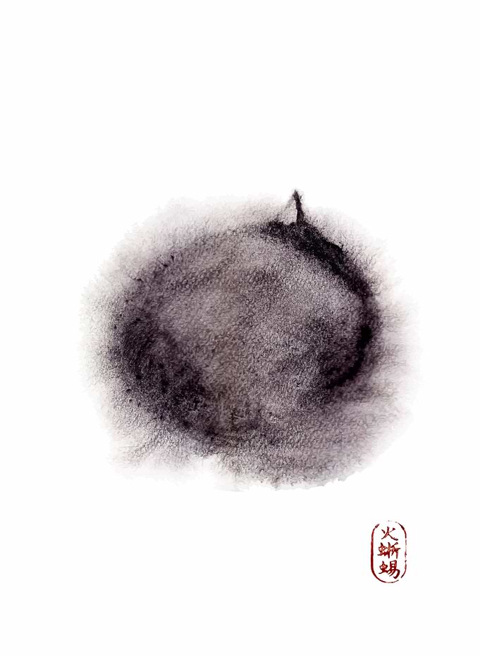 Sumi e ink Cat painting