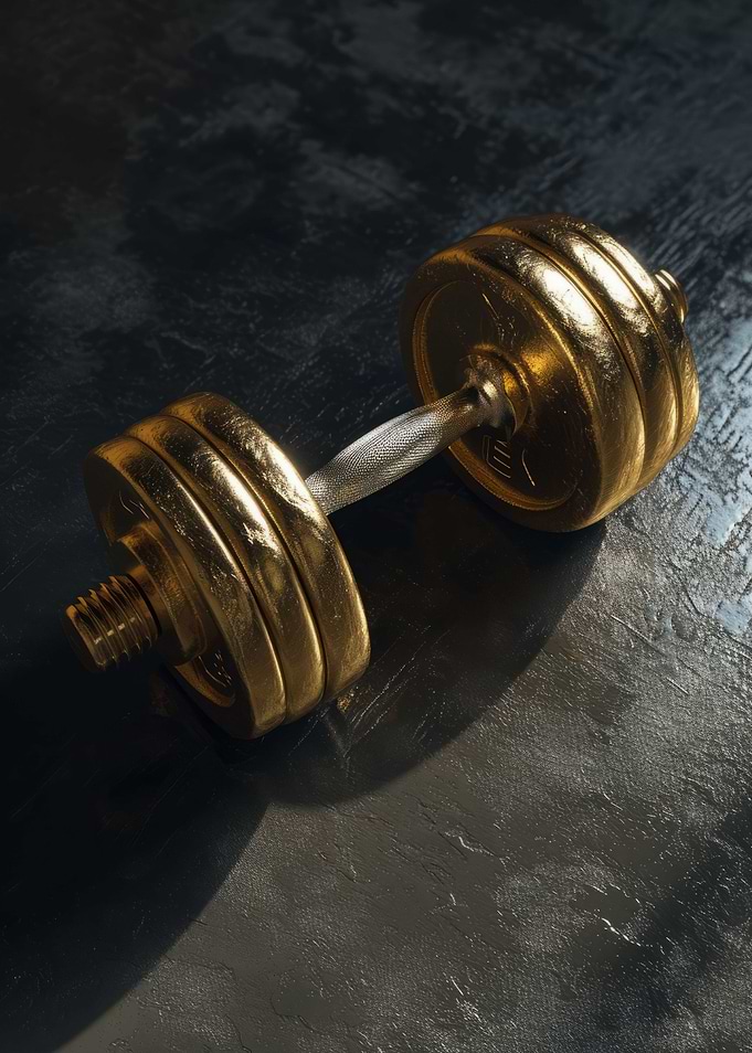 Dumbbell 3D Dark Gold