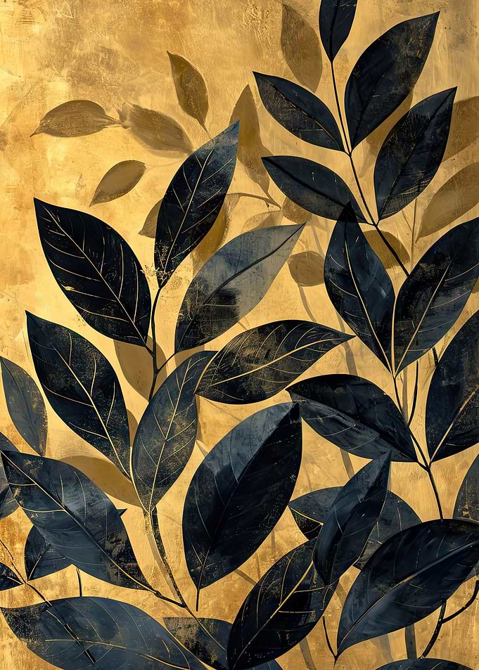 Leaves in black and gold