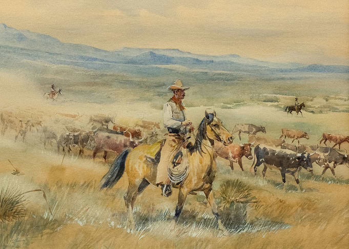 Cowboys Herding Cows