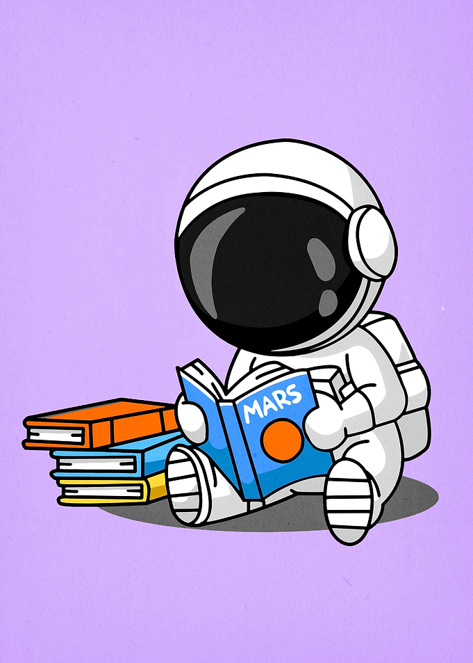 astronaut reading book