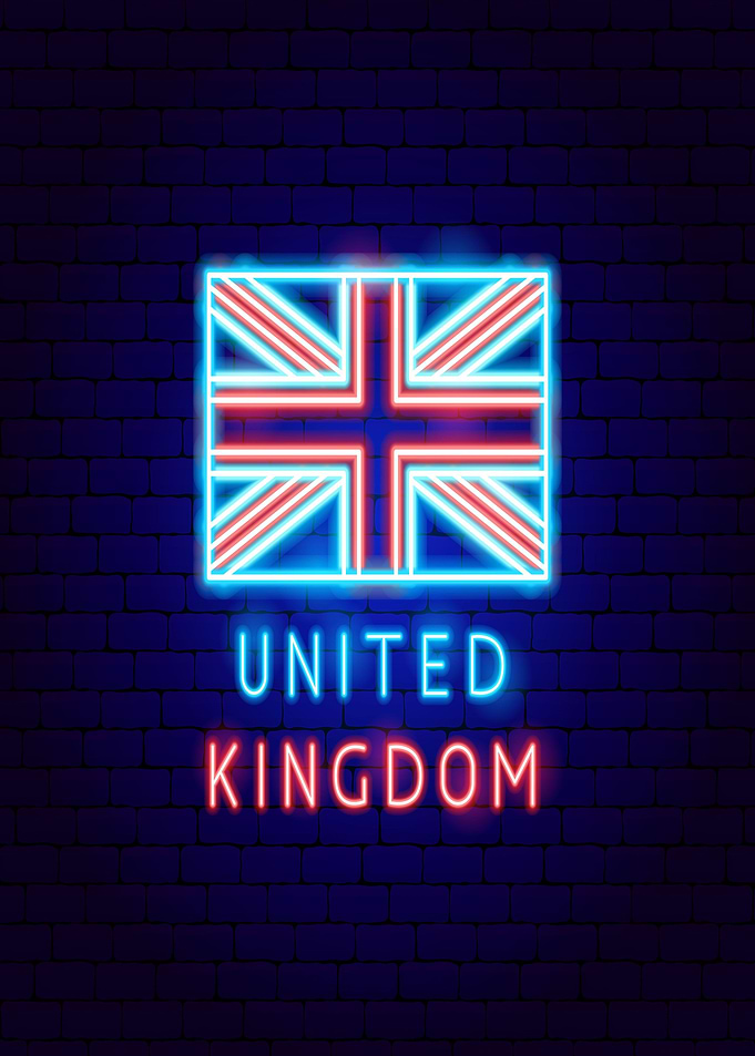 United kingdom light neon