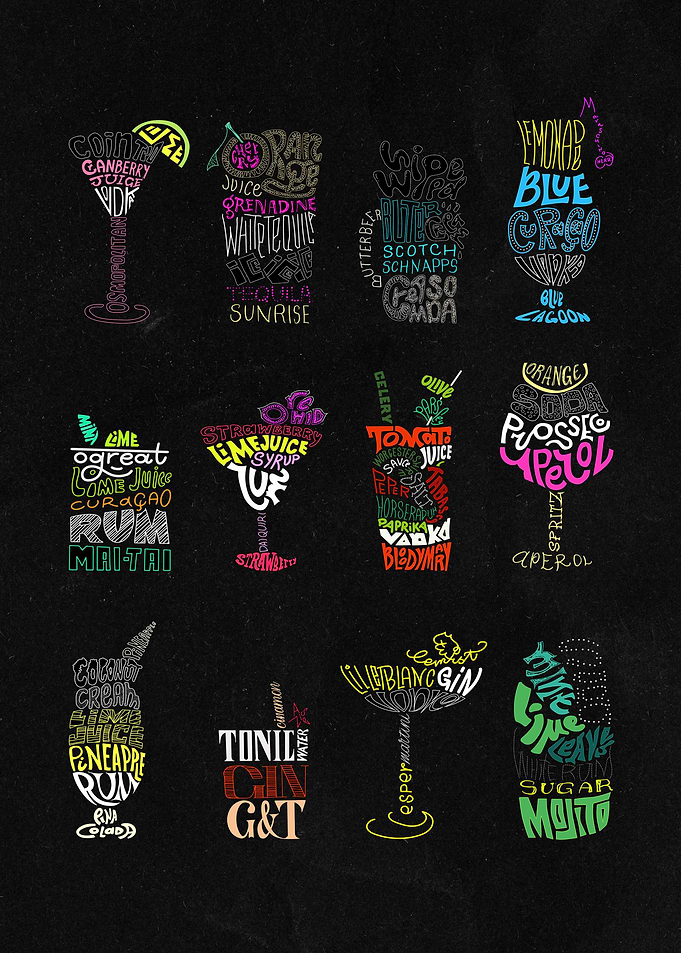 Abstract letter cocktails