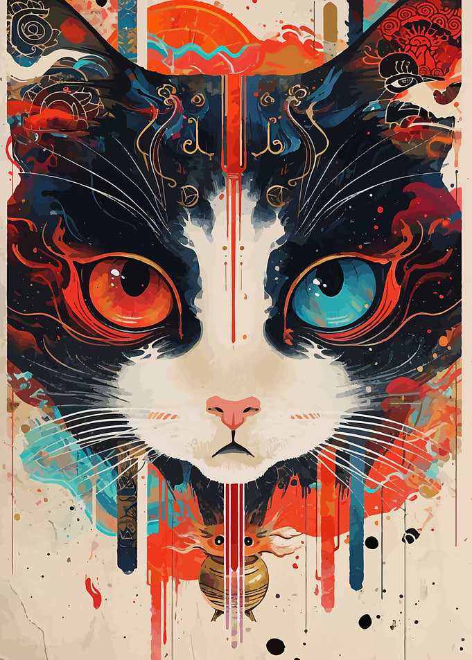 Surreal portrait of a cat