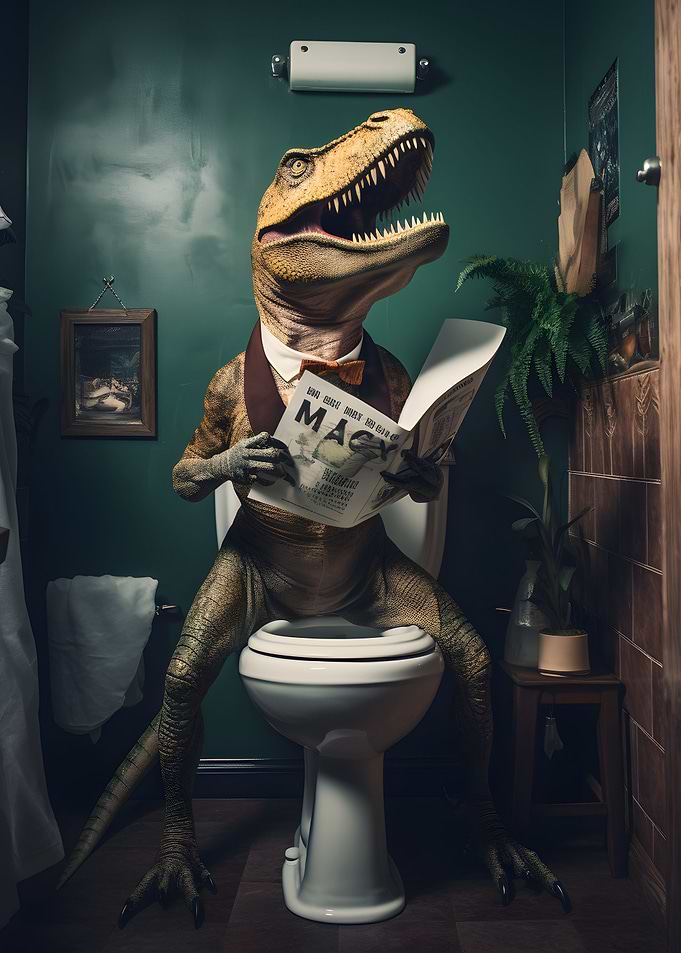 Dinosaur on the Toilet