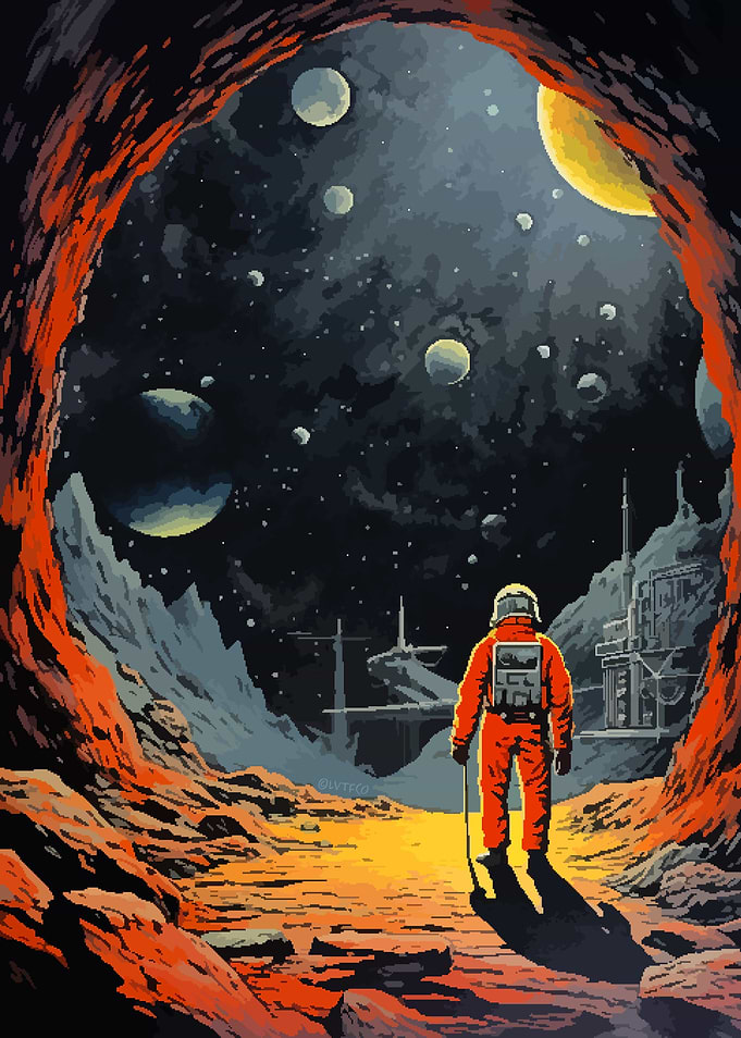 Vintage Space Pixel Art