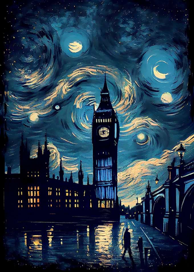 Lake at Big Ben van gogh