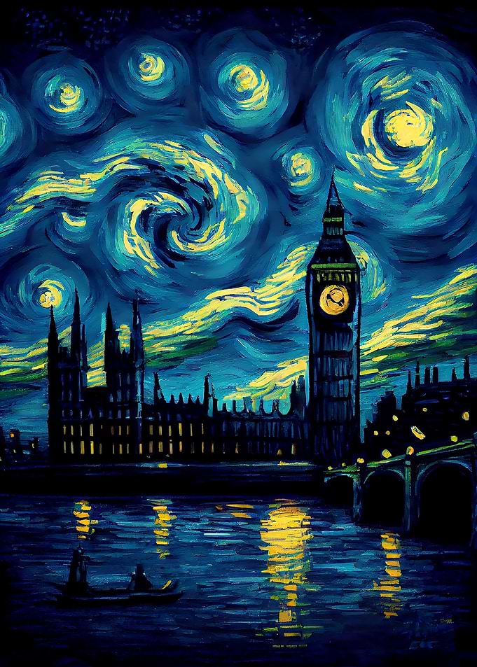 Lake at Big Ben van gogh
