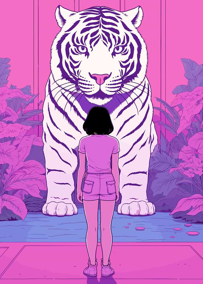 Pink Retro Tiger Girl