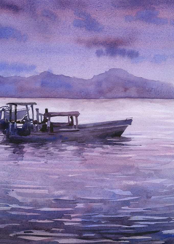 Lake Atitlan Boats art